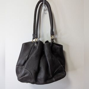 Talbots Vintage Brown Pebbled Leather Hobo Bucket Bag